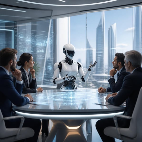 AI agent autonomously conducting fundraising, artificial intelligence system managing venture capital, autonomous digital entity negotiating with investors, futuristic AI technology, self-operating artificial intel