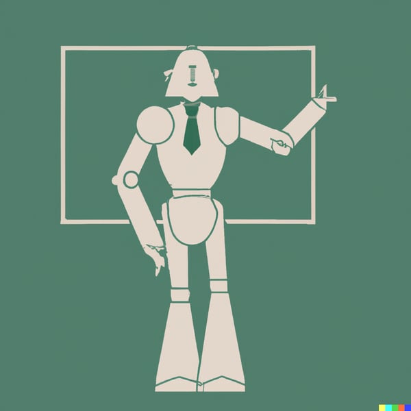 DALL·E 2023-03-16 15.08.22 - a robot teacher, in a geometic vector style