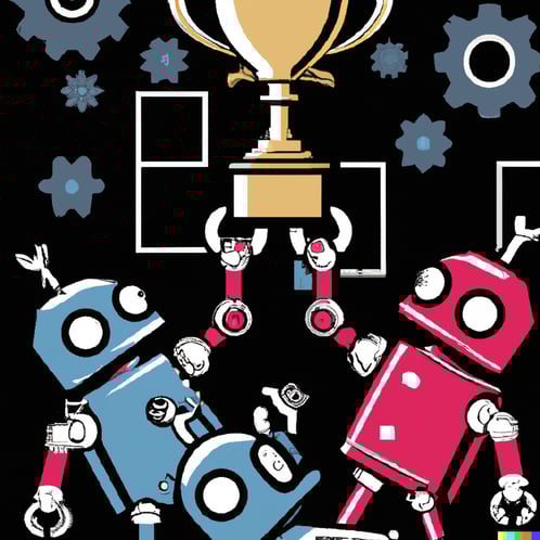 DALL·E 2023-03-22 11.22.47 - Three robots fighting over a trophy, in the style of vector artwork
