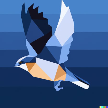 DALL·E 2023-04-12 12.08.26 - twitter bird flying away, geometric art