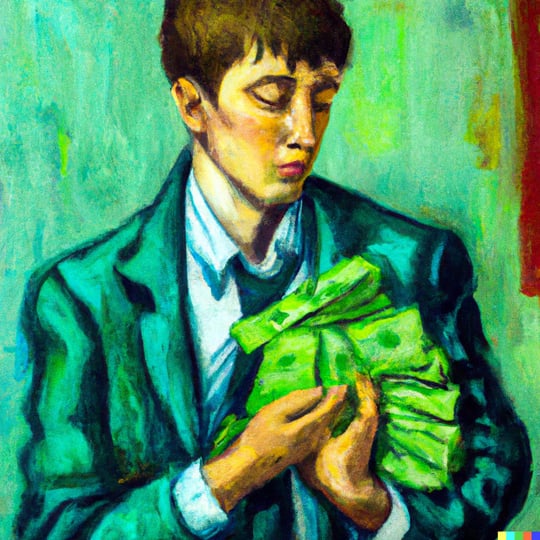 DALL·E 2023-05-11 11.53.44 - finance guy with a bunch of money, oil painting