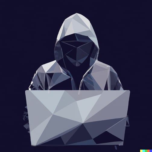 DALL·E 2023-07-12 14.31.53 - a computer hacker, in a geometric style