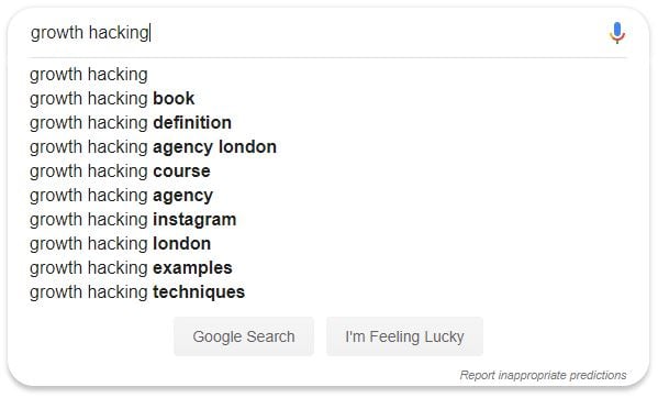 Growth Hacking Google search