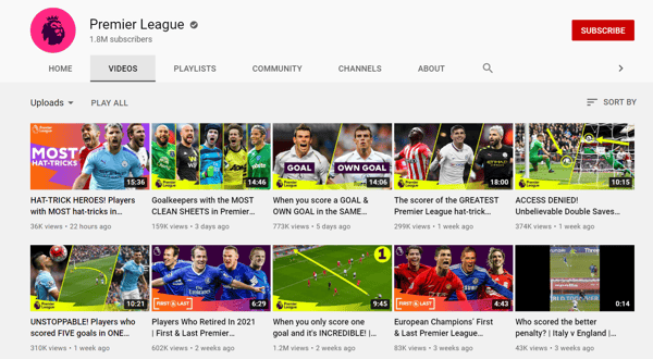 Premier League Youtube