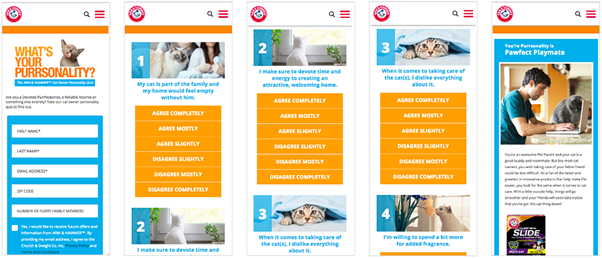 Arm and Hammer Purrsonality quiz zero party data example