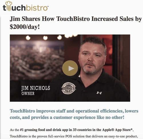 TouchBistro Email Video Marketing Testimonial 