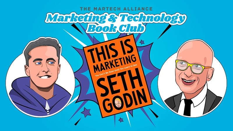 Poster for Marketing & Tech Book Club episode wth Seth GOdin 