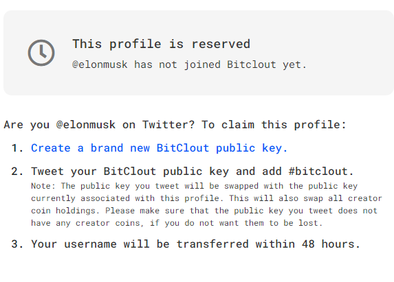reserve profile bitclout