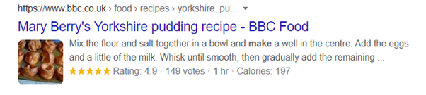 Yorkshire pudding rich snippet 3