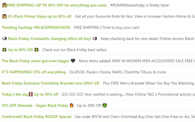 BLACK FRIDAY  Email Subject Lines